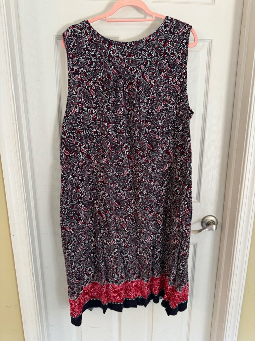 Talbots Red White & Blue Knee Length Sleeveless Paisley Sheath Dress 22W Plus - Picture 3 of 10